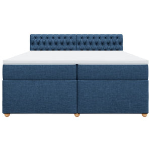 Κρεβάτι Boxspring με Στρώμα Μπλε 200x200 εκ. Υφασμάτινο - Pakobazaar