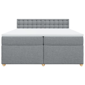 Κρεβάτι Boxspring με Στρώμα Ανοιχτό Γκρι 200x200 εκ. Υφασμάτινο - Pakobazaar