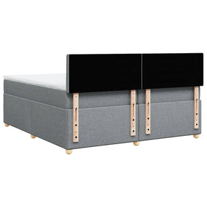 Κρεβάτι Boxspring με Στρώμα Ανοιχτό Γκρι 200x200 εκ. Υφασμάτινο - Pakobazaar