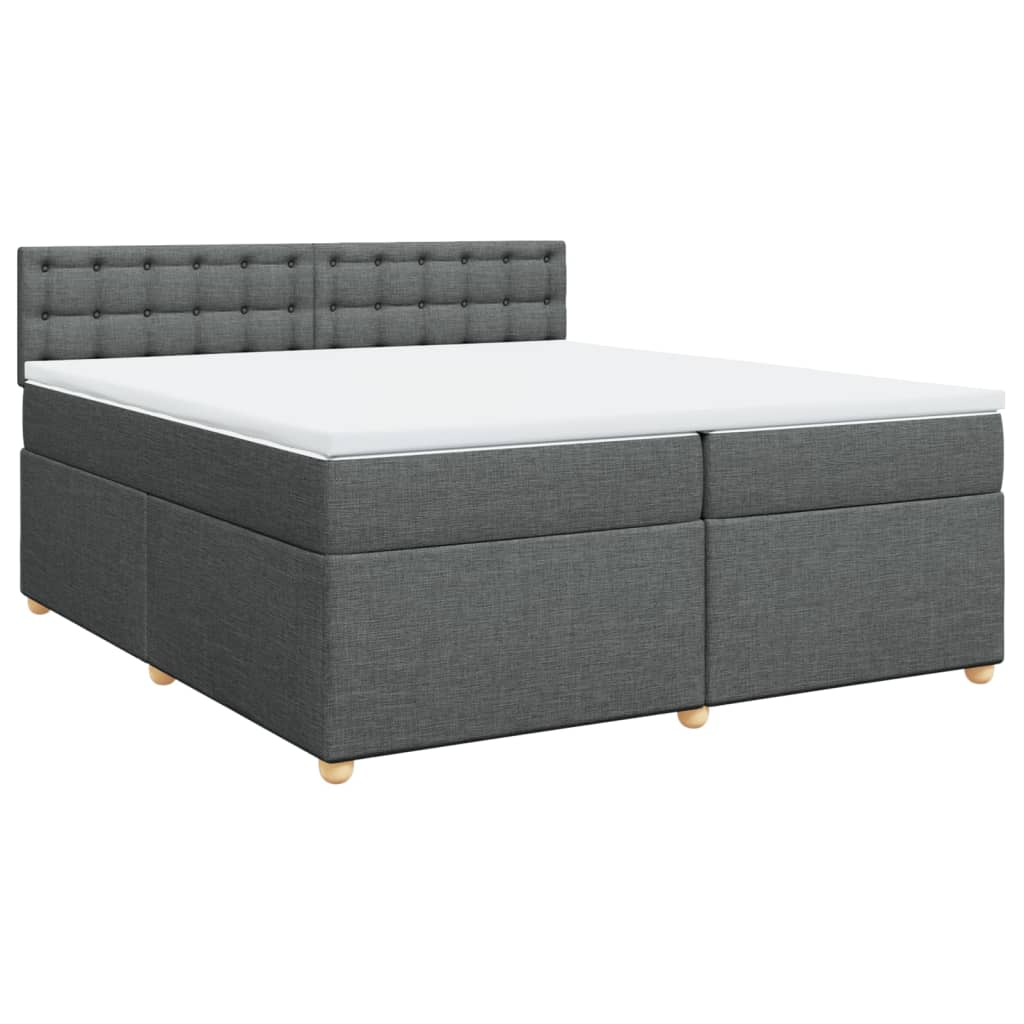 Κρεβάτι Boxspring με Στρώμα Σκούρο Γκρι 200x200 εκ. Υφασμάτινο - Pakobazaar