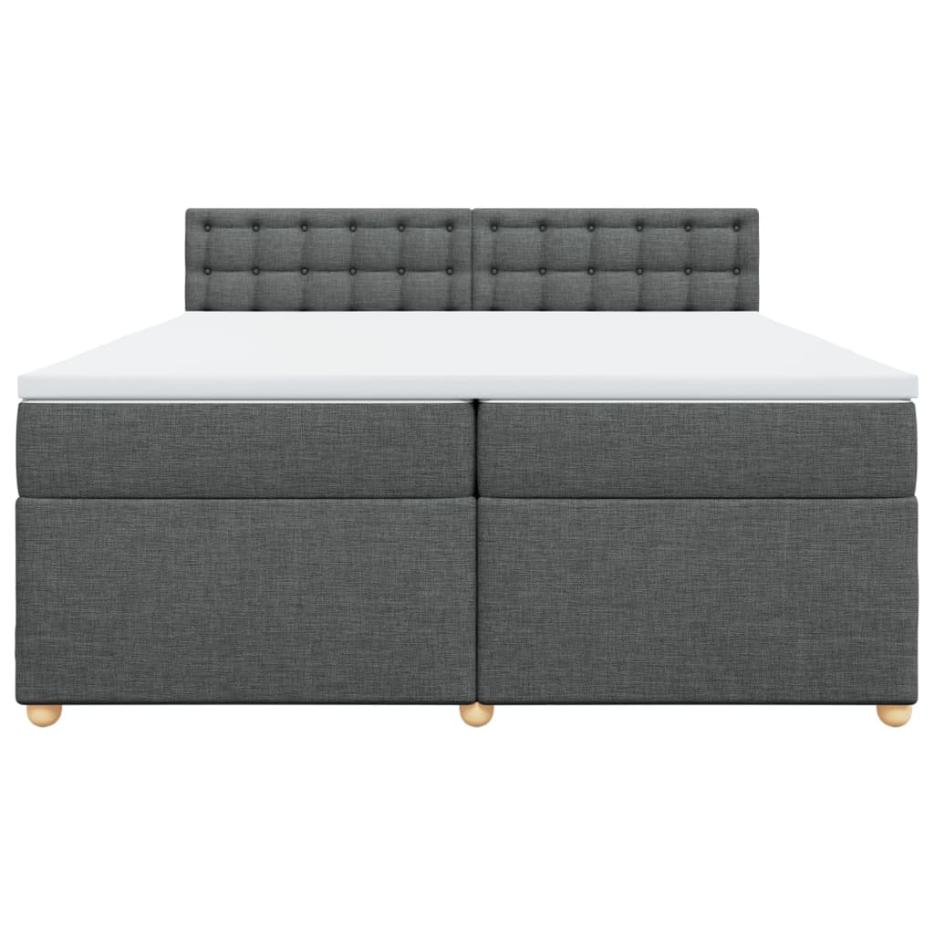 Κρεβάτι Boxspring με Στρώμα Σκούρο Γκρι 200x200 εκ. Υφασμάτινο - Pakobazaar