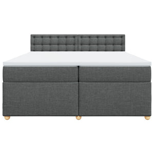 Κρεβάτι Boxspring με Στρώμα Σκούρο Γκρι 200x200 εκ. Υφασμάτινο - Pakobazaar