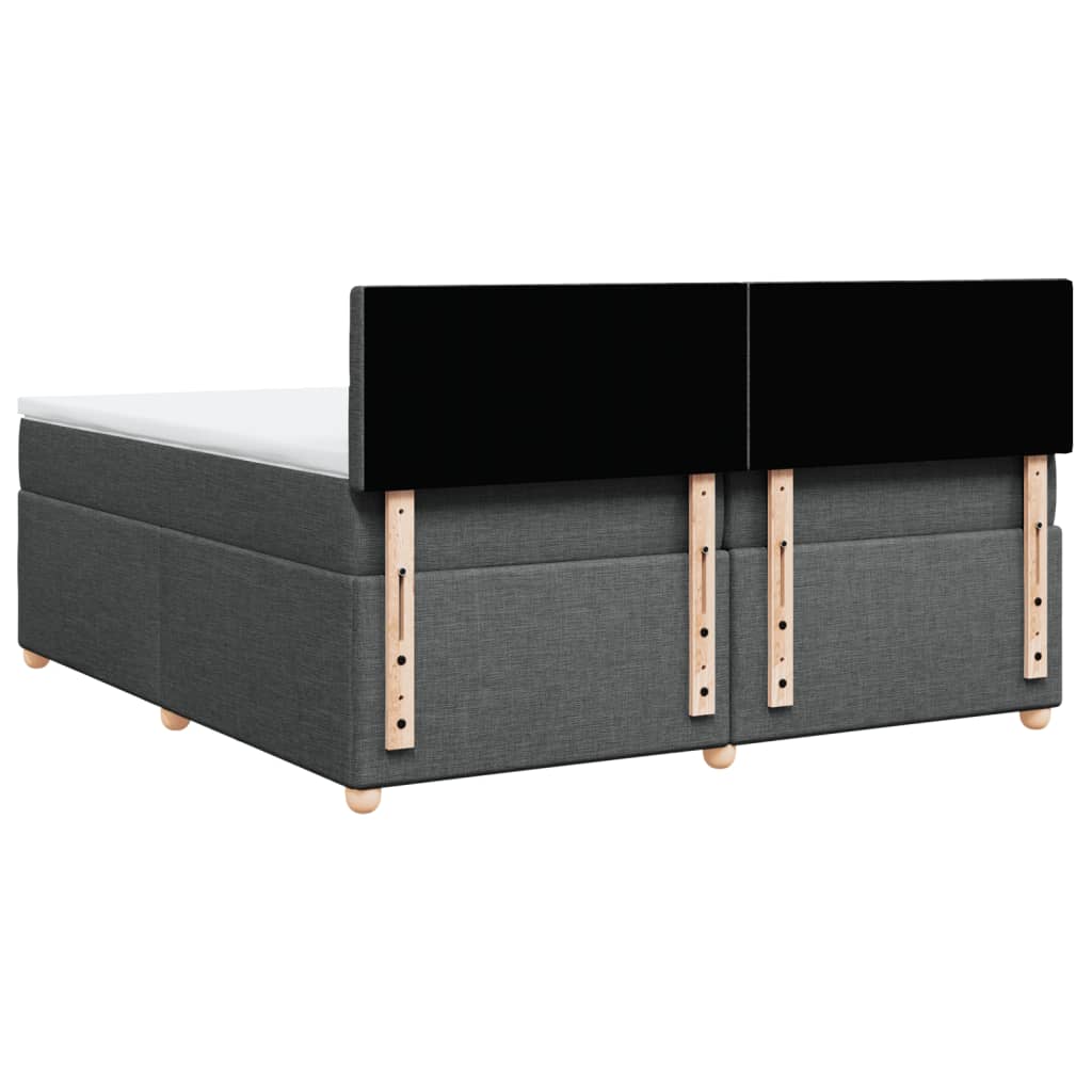 Κρεβάτι Boxspring με Στρώμα Σκούρο Γκρι 200x200 εκ. Υφασμάτινο - Pakobazaar
