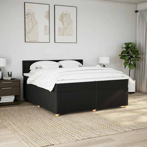 Κρεβάτι Boxspring με Στρώμα Μαύρο 200x200 εκ. Υφασμάτινο - Pakobazaar