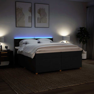 Κρεβάτι Boxspring με Στρώμα Μαύρο 200x200 εκ. Υφασμάτινο - Pakobazaar