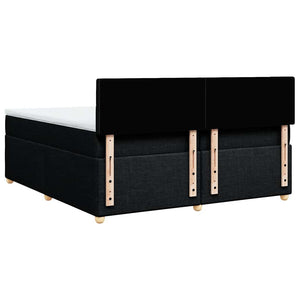 Κρεβάτι Boxspring με Στρώμα Μαύρο 200x200 εκ. Υφασμάτινο - Pakobazaar