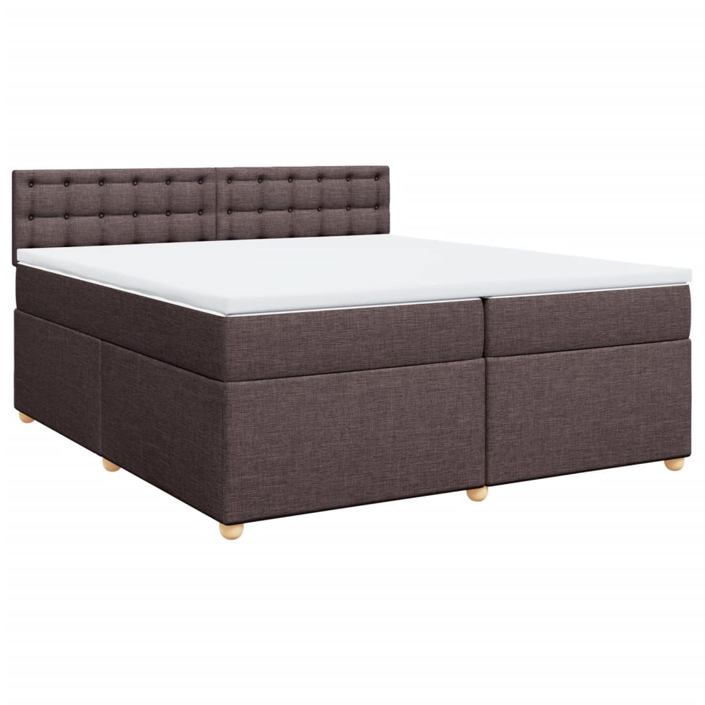 Κρεβάτι Boxspring με Στρώμα Σκούρο Καφέ 200x200 εκ. Υφασμάτινο - Pakobazaar