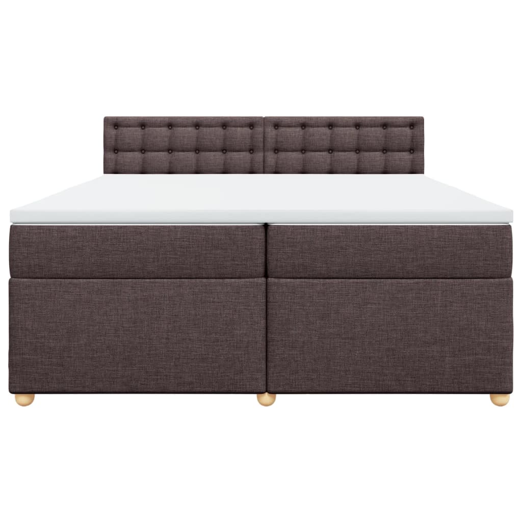 Κρεβάτι Boxspring με Στρώμα Σκούρο Καφέ 200x200 εκ. Υφασμάτινο - Pakobazaar