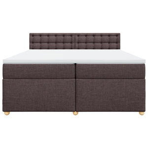 Κρεβάτι Boxspring με Στρώμα Σκούρο Καφέ 200x200 εκ. Υφασμάτινο - Pakobazaar
