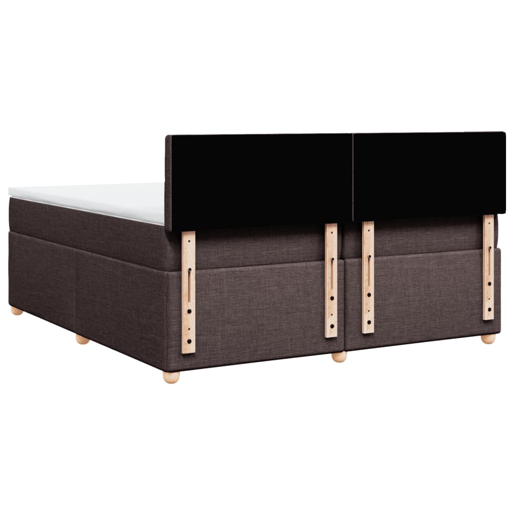 Κρεβάτι Boxspring με Στρώμα Σκούρο Καφέ 200x200 εκ. Υφασμάτινο - Pakobazaar