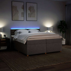 Κρεβάτι Boxspring με Στρώμα Taupe 200x200 εκ. Υφασμάτινο - Pakobazaar