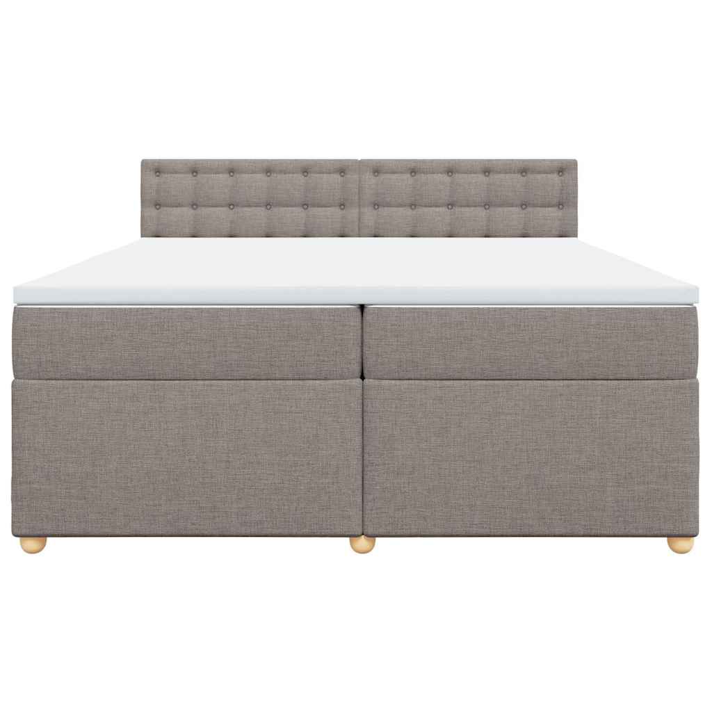 Κρεβάτι Boxspring με Στρώμα Taupe 200x200 εκ. Υφασμάτινο
