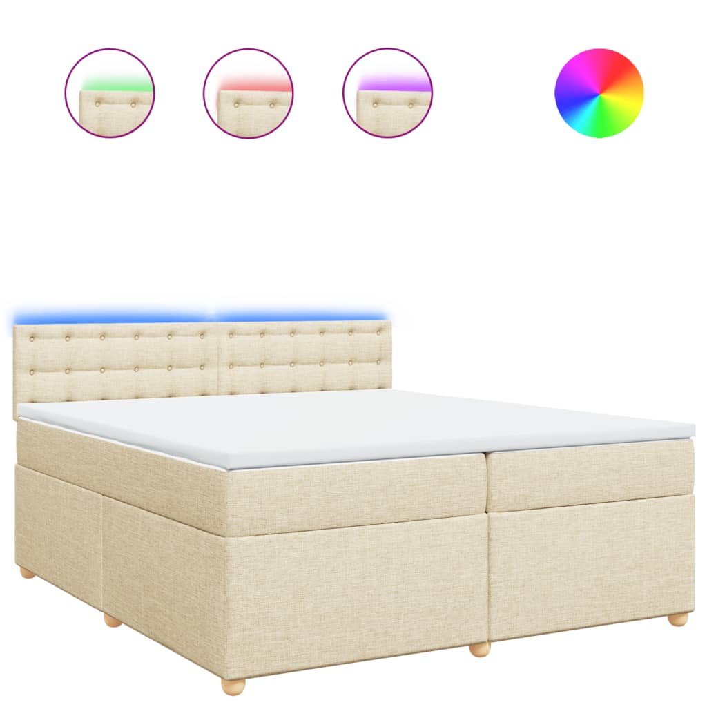 Κρεβάτι Boxspring με Στρώμα Κρεμ 200x200 εκ. Υφασμάτινο - Pakobazaar