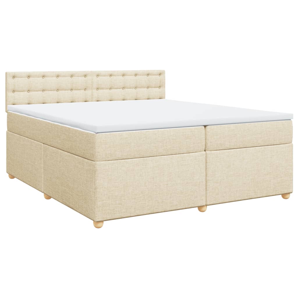 Κρεβάτι Boxspring με Στρώμα Κρεμ 200x200 εκ. Υφασμάτινο - Pakobazaar