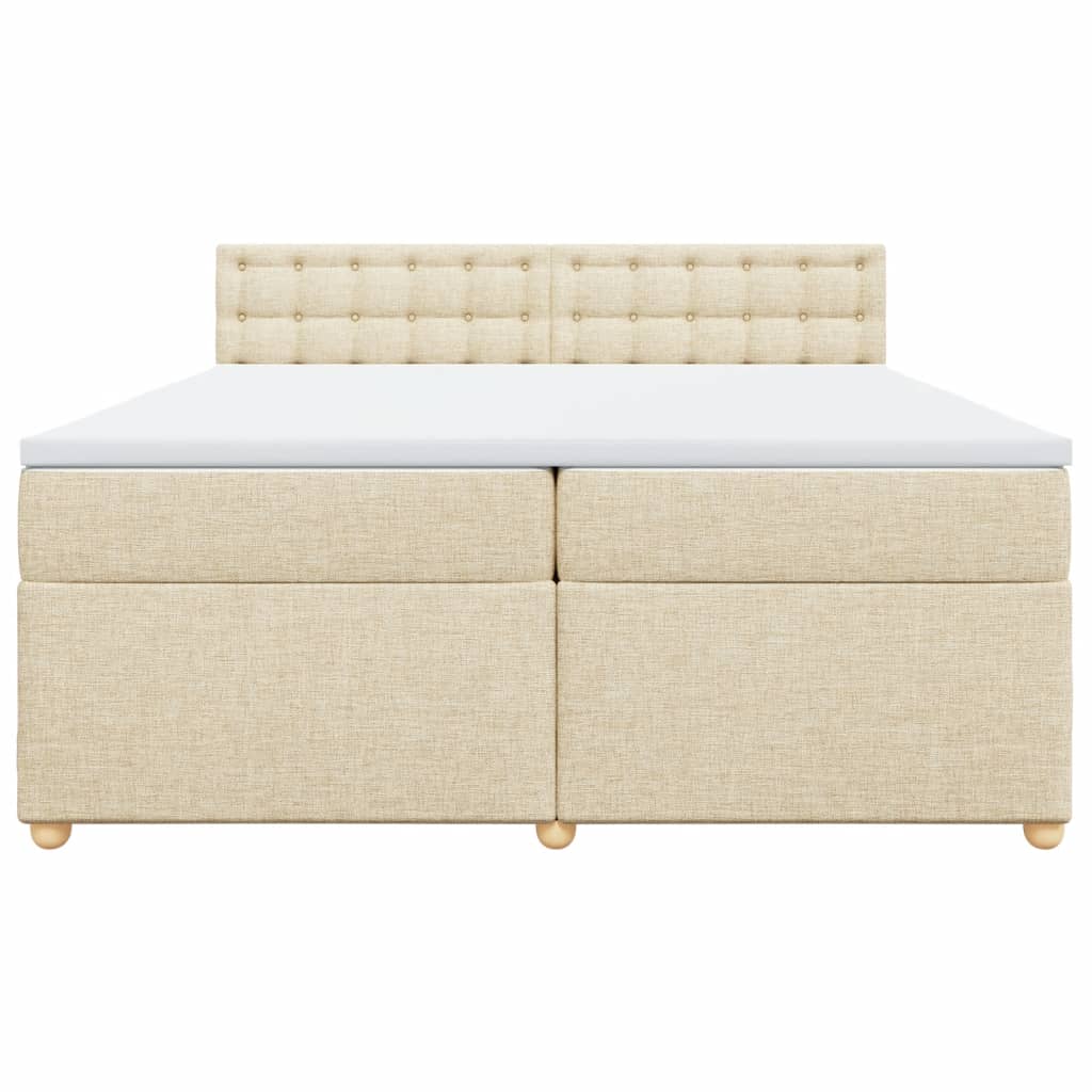 Κρεβάτι Boxspring με Στρώμα Κρεμ 200x200 εκ. Υφασμάτινο - Pakobazaar