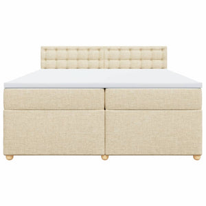 Κρεβάτι Boxspring με Στρώμα Κρεμ 200x200 εκ. Υφασμάτινο - Pakobazaar