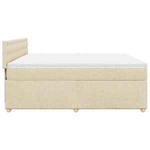 Κρεβάτι Boxspring με Στρώμα Κρεμ 200x200 εκ. Υφασμάτινο - Pakobazaar