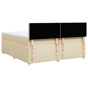Κρεβάτι Boxspring με Στρώμα Κρεμ 200x200 εκ. Υφασμάτινο - Pakobazaar
