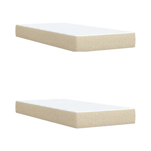Κρεβάτι Boxspring με Στρώμα Κρεμ 200x200 εκ. Υφασμάτινο - Pakobazaar