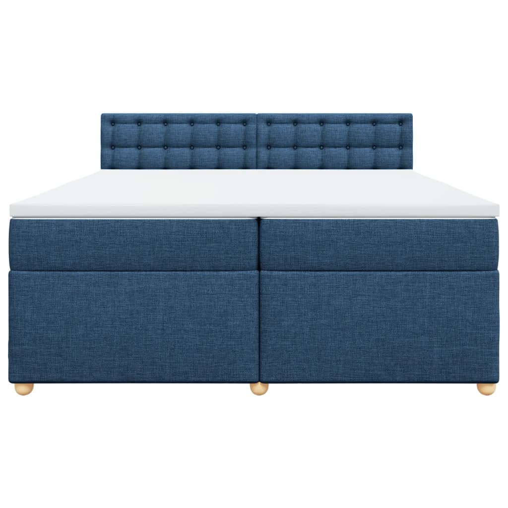 Κρεβάτι Boxspring με Στρώμα Μπλε 200x200 εκ. Υφασμάτινο - Pakobazaar