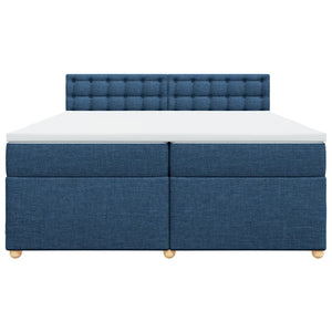 Κρεβάτι Boxspring με Στρώμα Μπλε 200x200 εκ. Υφασμάτινο - Pakobazaar