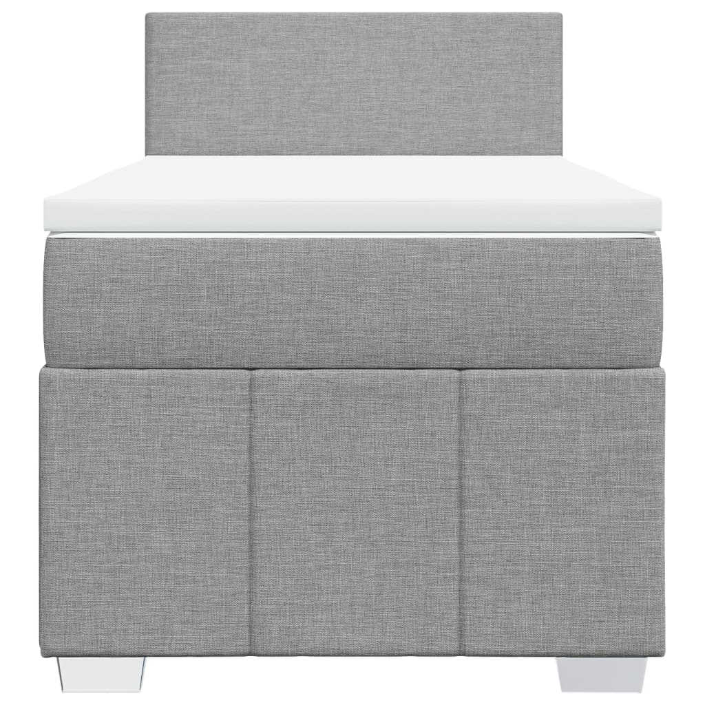 Κρεβάτι Boxspring με Στρώμα Ανοιχτό Γκρι 80x200 εκ. Υφασμάτινο