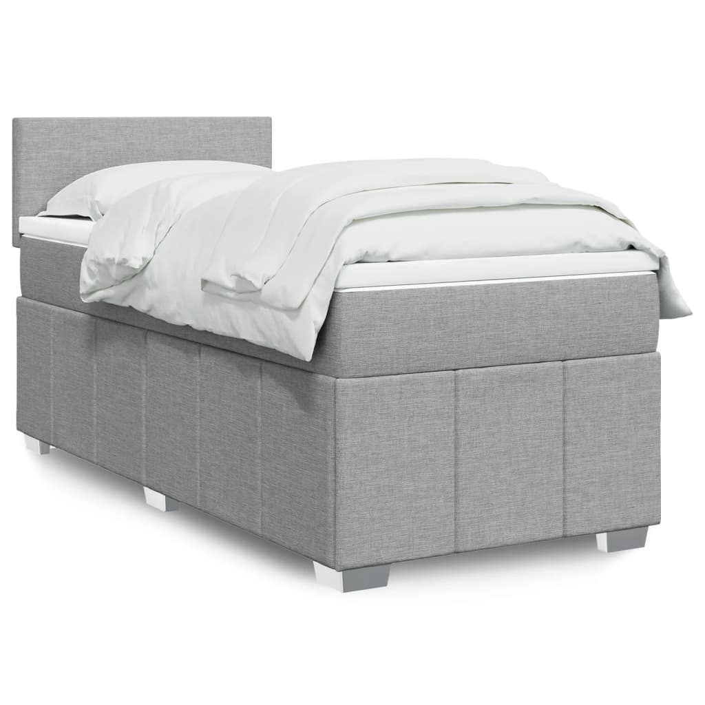 Κρεβάτι Boxspring με Στρώμα Ανοιχτό Γκρι 80x200 εκ. Υφασμάτινο