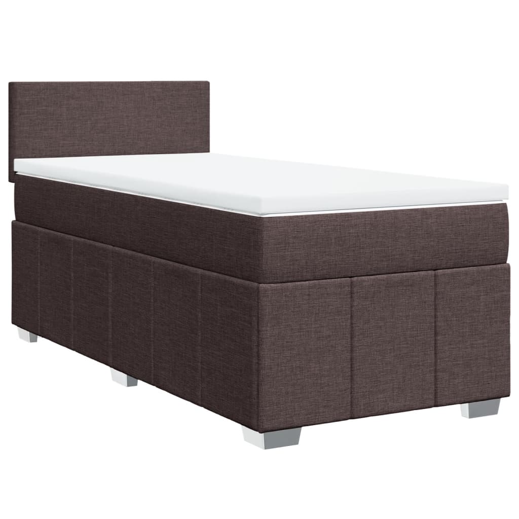 Κρεβάτι Boxspring με Στρώμα Σκούρο Καφέ 80x200 εκ. Υφασμάτινο