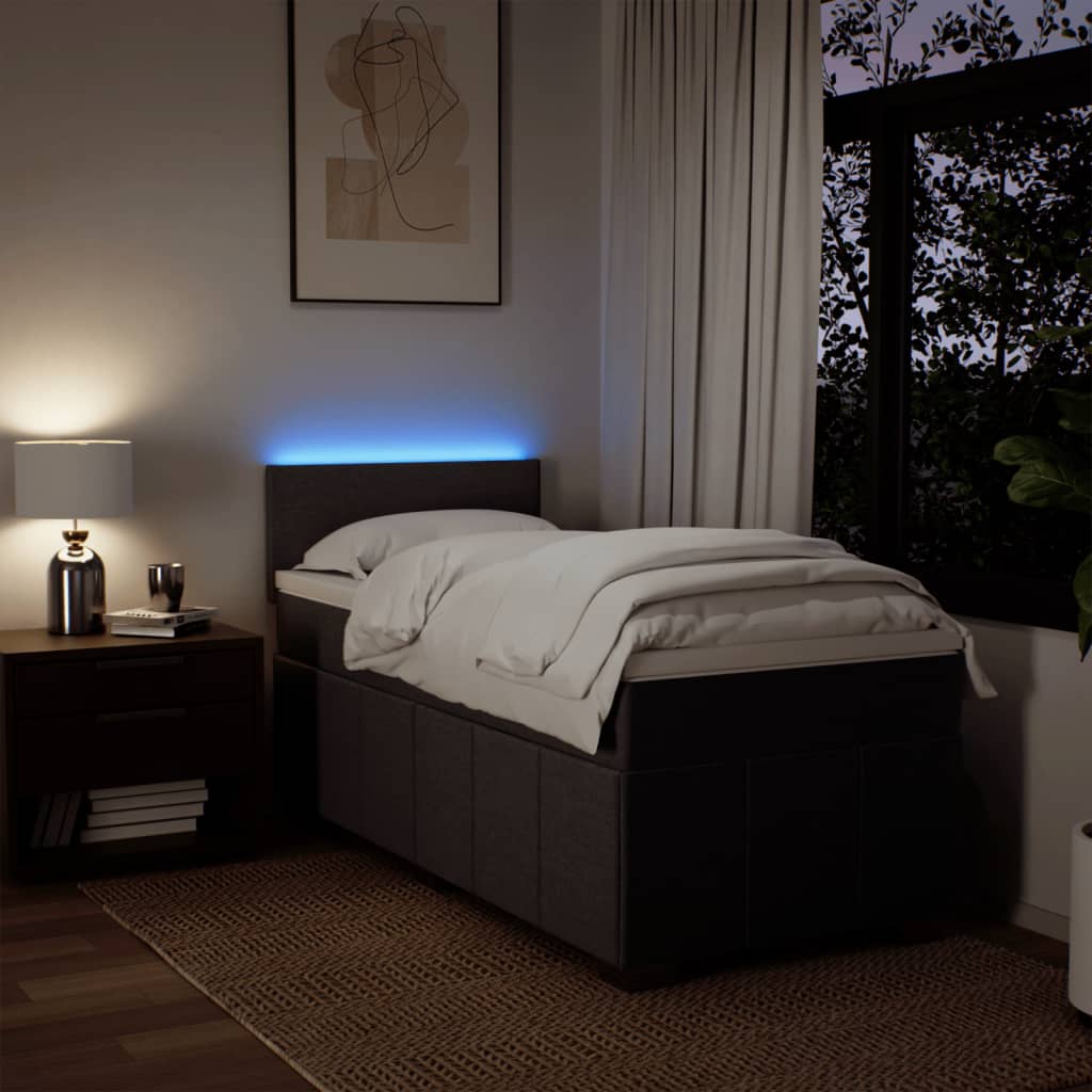 Κρεβάτι Boxspring με Στρώμα Σκούρο Καφέ 80x200 εκ. Υφασμάτινο