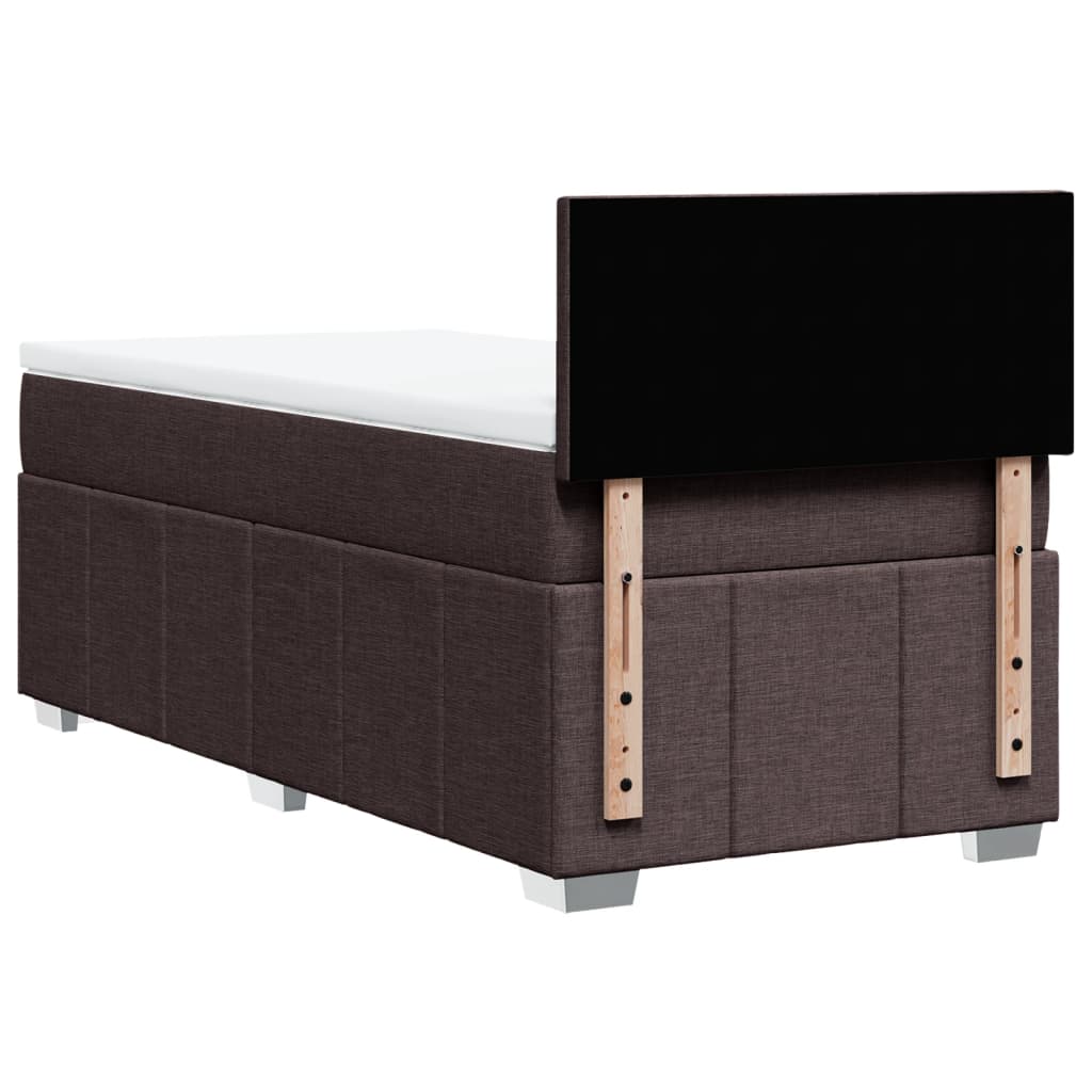 Κρεβάτι Boxspring με Στρώμα Σκούρο Καφέ 80x200 εκ. Υφασμάτινο