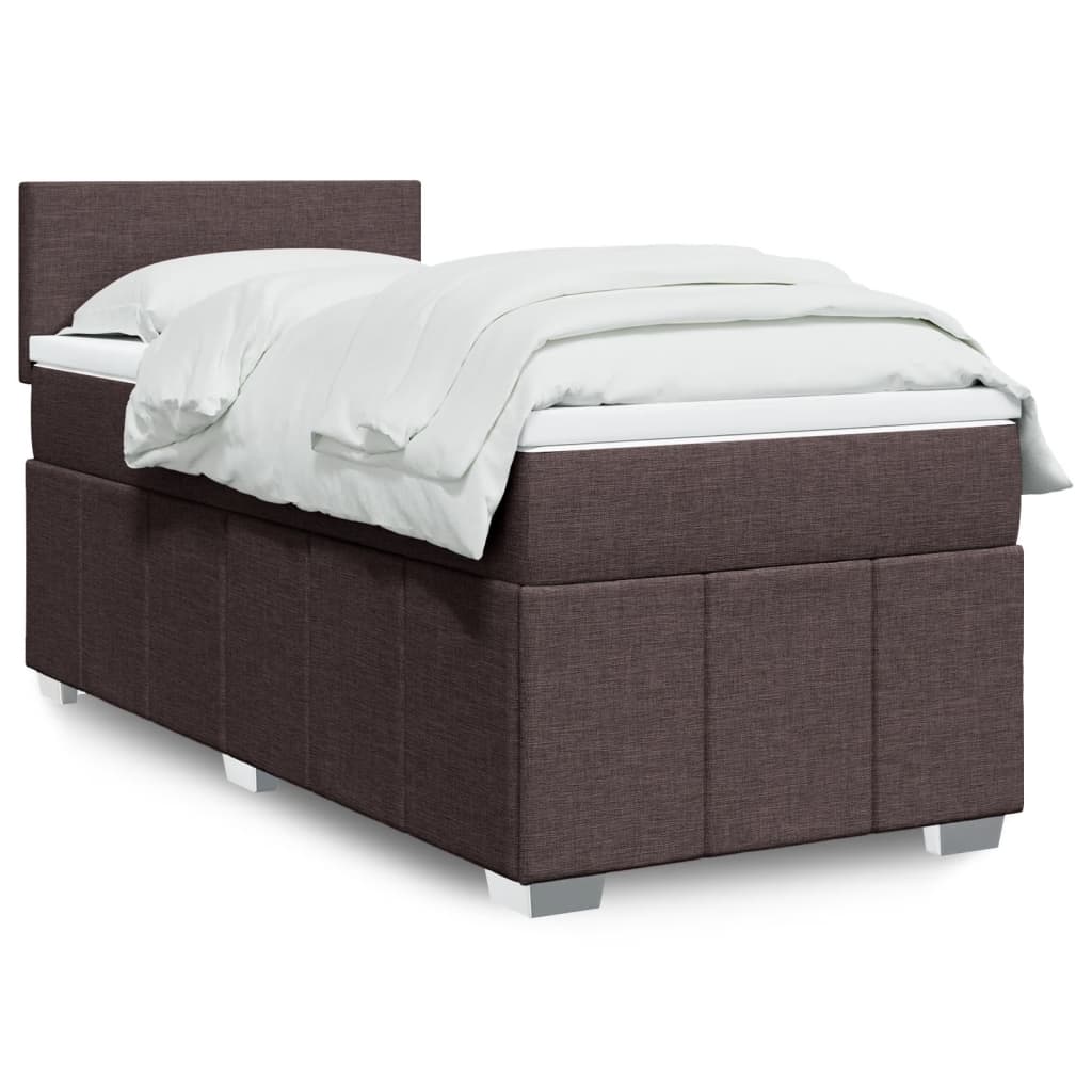 Κρεβάτι Boxspring με Στρώμα Σκούρο Καφέ 80x200 εκ. Υφασμάτινο