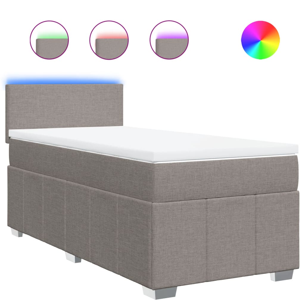 Κρεβάτι Boxspring με Στρώμα Taupe 80x200 εκ. Υφασμάτινο - Pakobazaar
