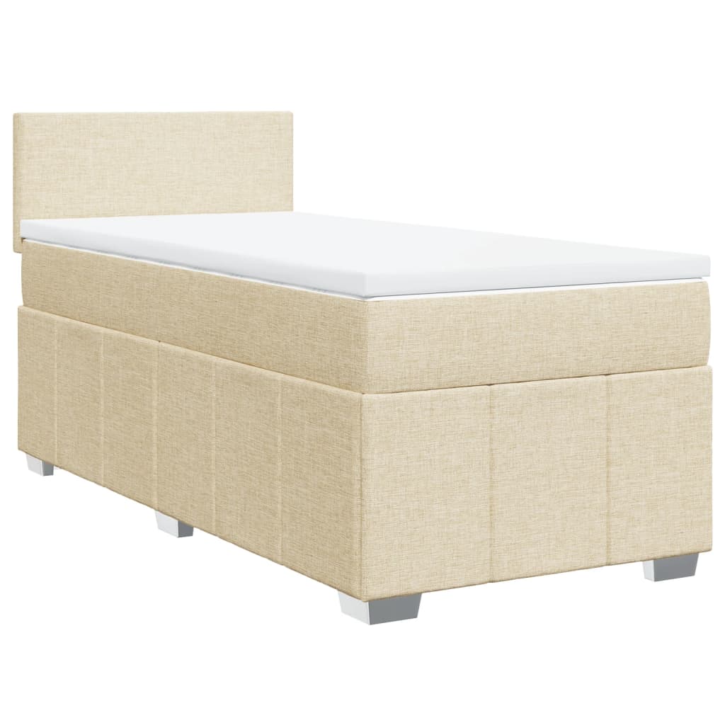 Κρεβάτι Boxspring με Στρώμα Κρεμ 80 x 200 εκ. Υφασμάτινο - Pakobazaar
