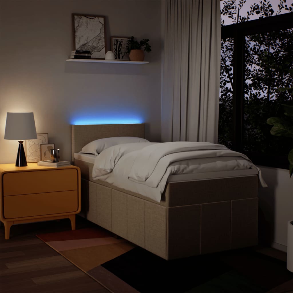 Κρεβάτι Boxspring με Στρώμα Κρεμ 80 x 200 εκ. Υφασμάτινο - Pakobazaar