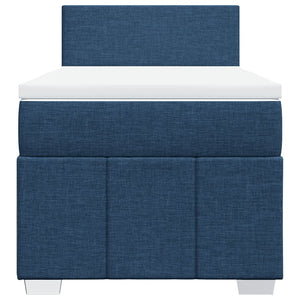 Κρεβάτι Boxspring με Στρώμα Μπλε 80x200 εκ. Υφασμάτινο - Pakobazaar