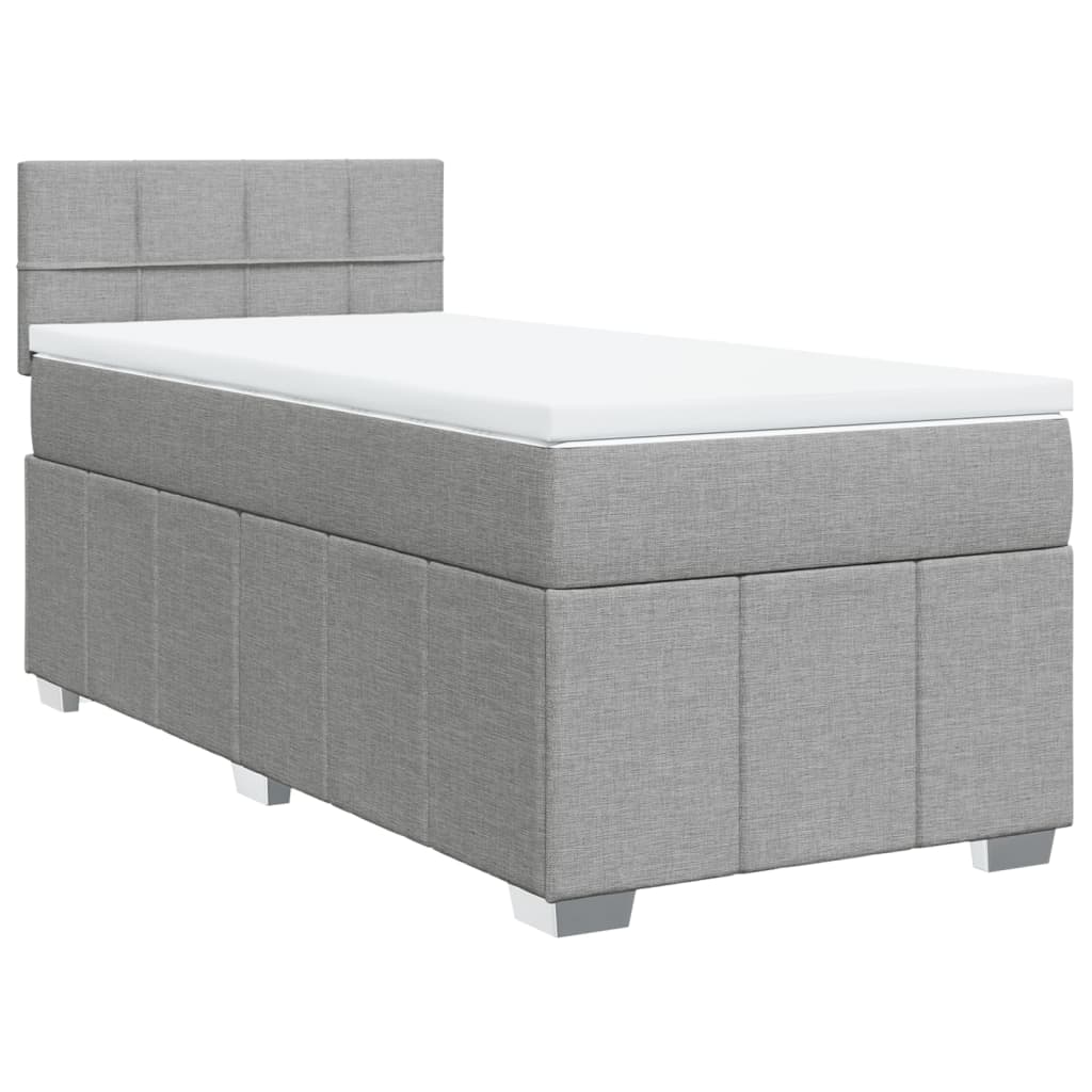 Κρεβάτι Boxspring με Στρώμα Ανοιχτό Γκρι 80x200 εκ. Υφασμάτινο