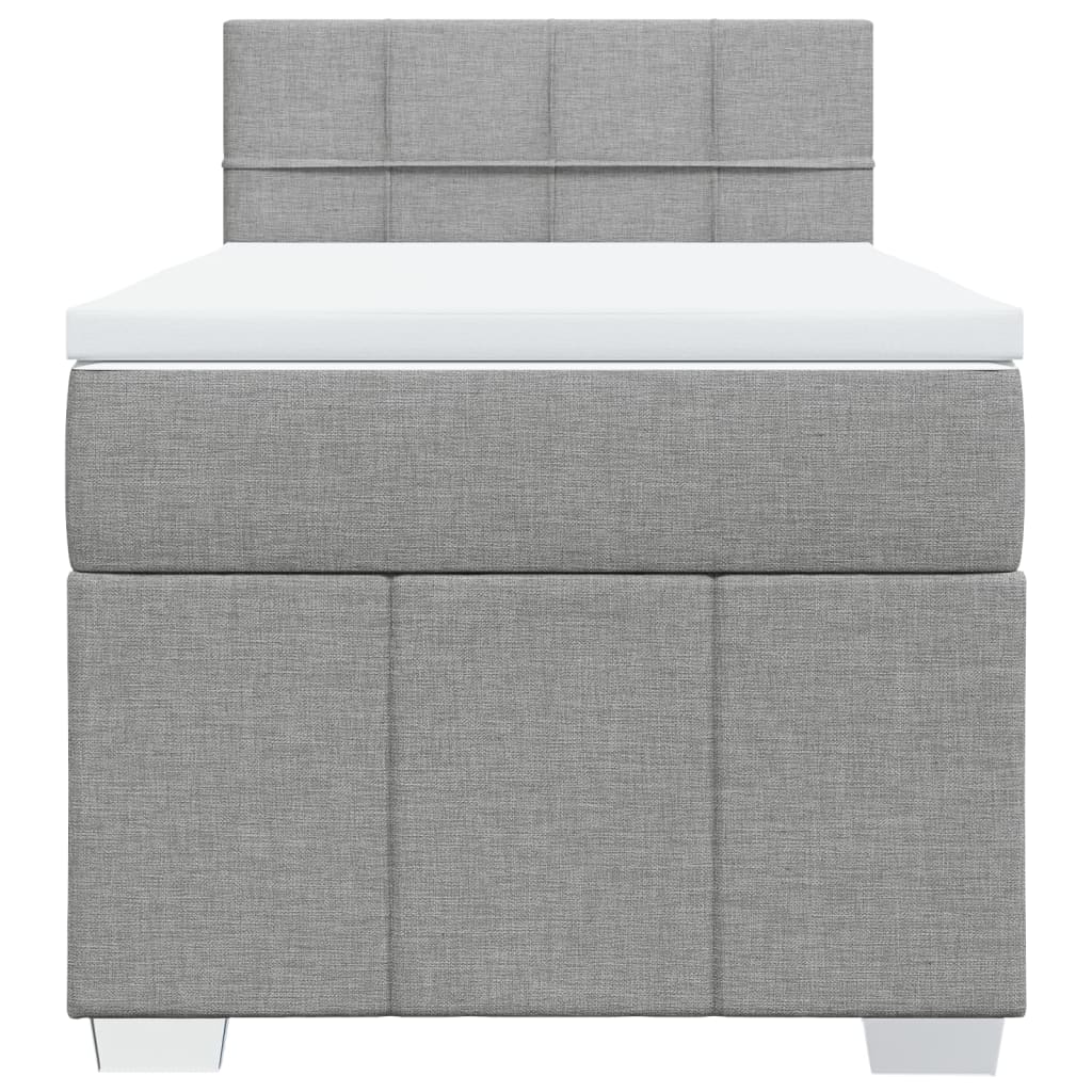 Κρεβάτι Boxspring με Στρώμα Ανοιχτό Γκρι 80x200 εκ. Υφασμάτινο