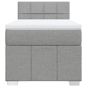 Κρεβάτι Boxspring με Στρώμα Ανοιχτό Γκρι 80x200 εκ. Υφασμάτινο - Pakobazaar