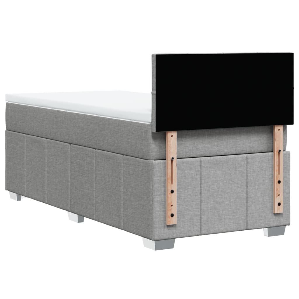 Κρεβάτι Boxspring με Στρώμα Ανοιχτό Γκρι 80x200 εκ. Υφασμάτινο