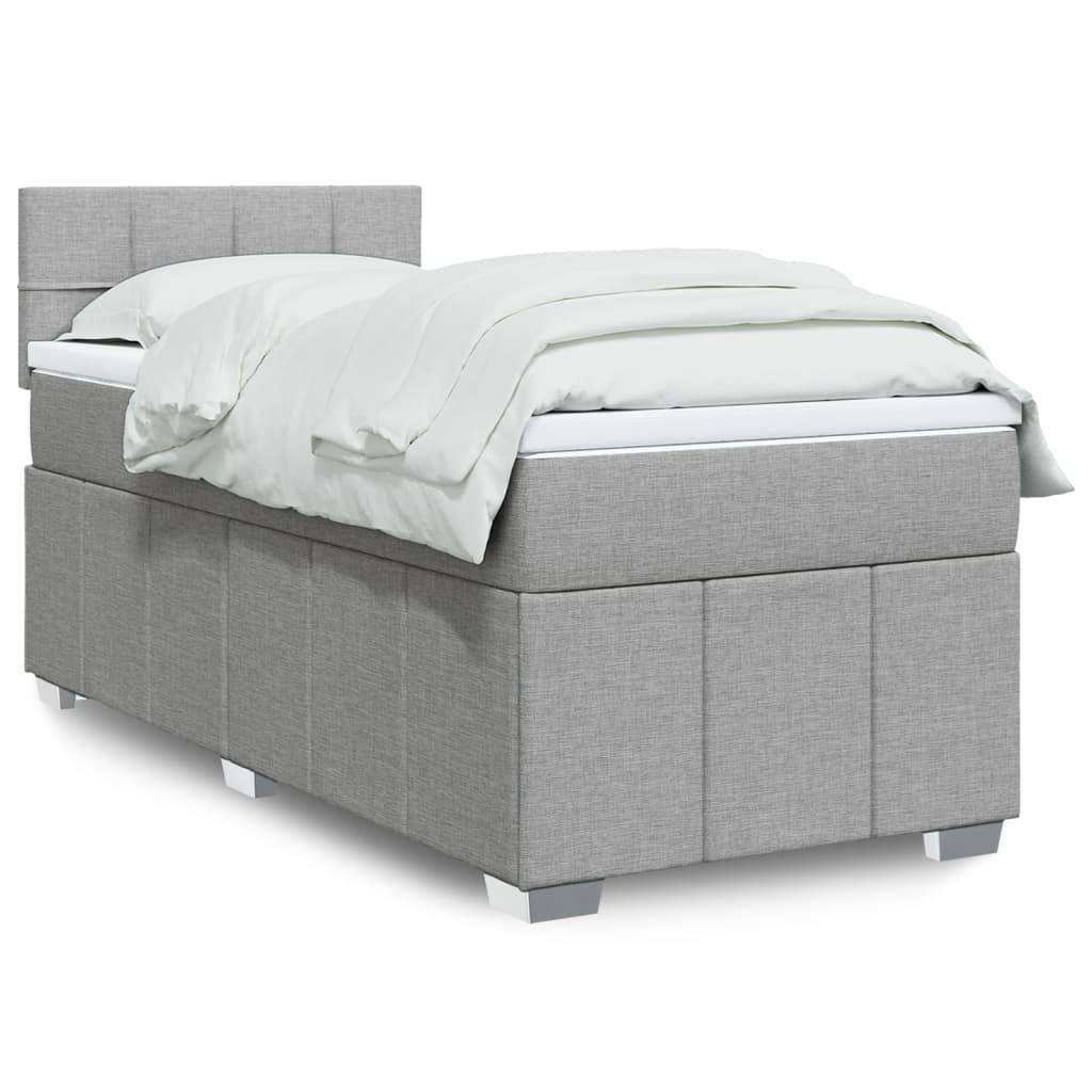 Κρεβάτι Boxspring με Στρώμα Ανοιχτό Γκρι 80x200 εκ. Υφασμάτινο
