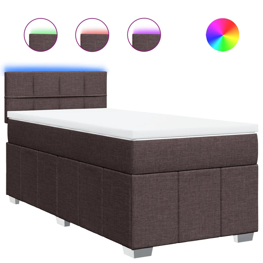 Κρεβάτι Boxspring με Στρώμα Σκούρο Καφέ 80x200 εκ. Υφασμάτινο