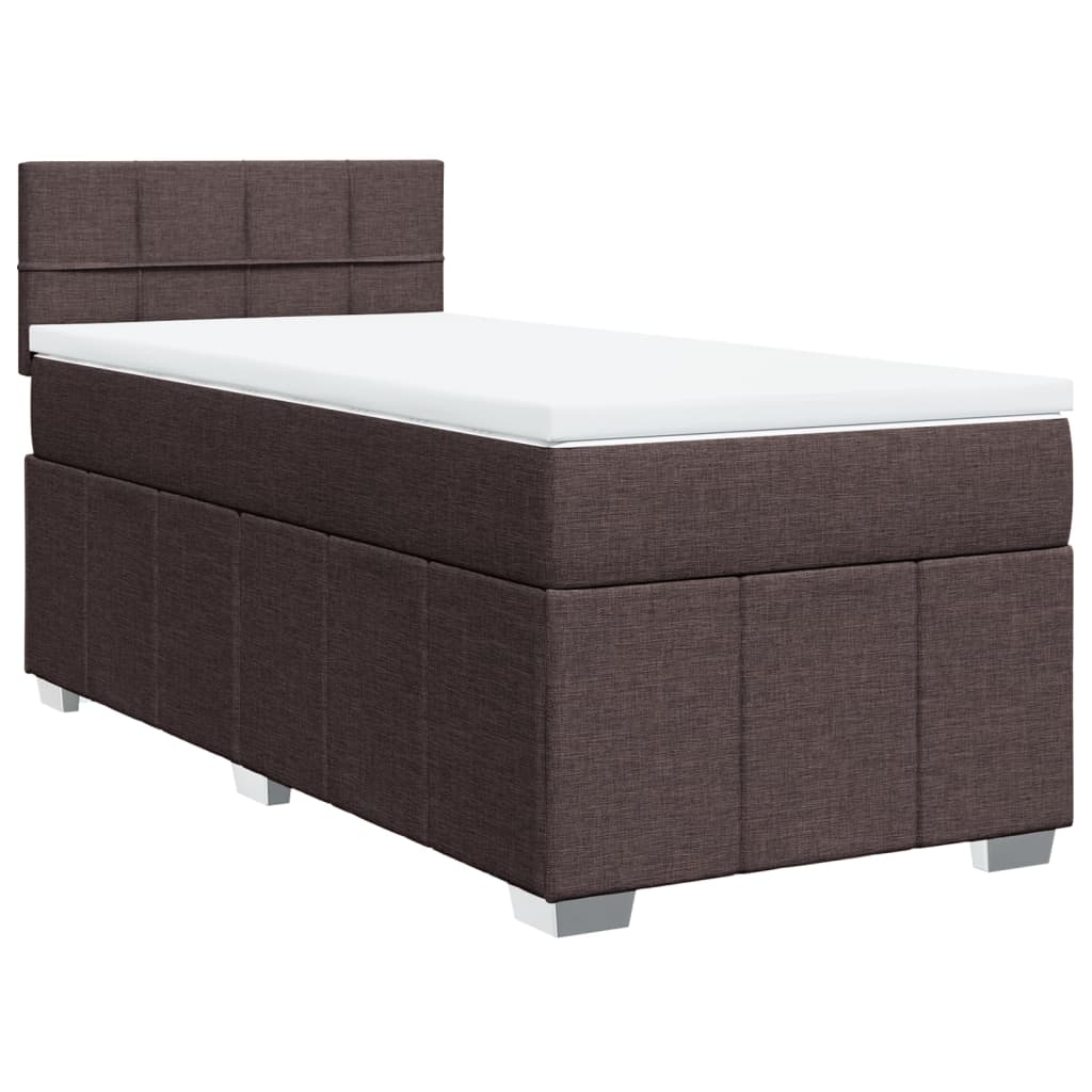 Κρεβάτι Boxspring με Στρώμα Σκούρο Καφέ 80x200 εκ. Υφασμάτινο