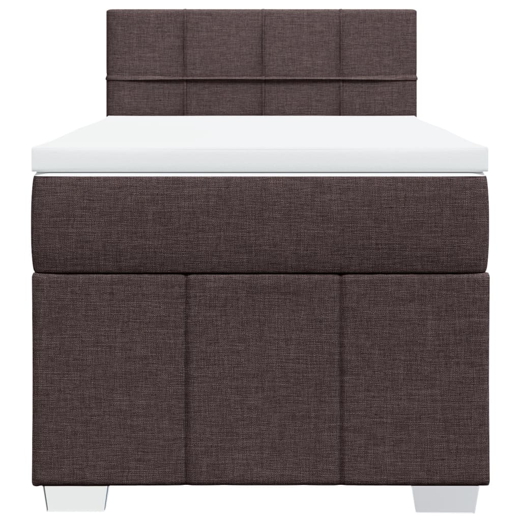 Κρεβάτι Boxspring με Στρώμα Σκούρο Καφέ 80x200 εκ. Υφασμάτινο