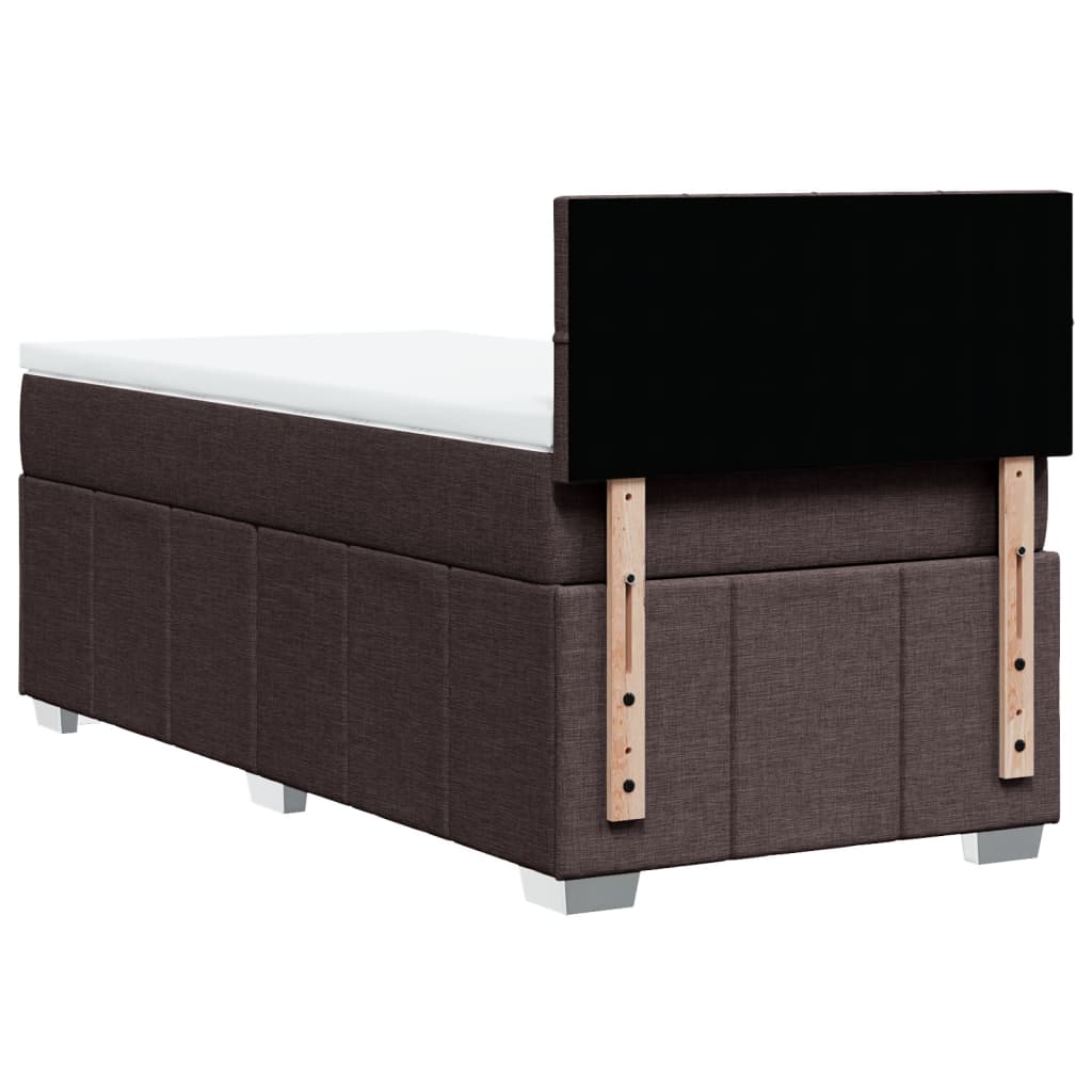 Κρεβάτι Boxspring με Στρώμα Σκούρο Καφέ 80x200 εκ. Υφασμάτινο