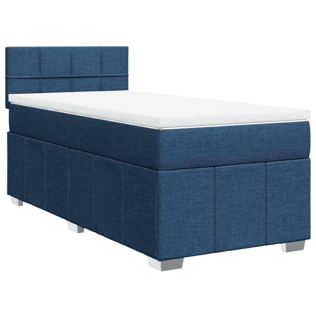 Κρεβάτι Boxspring με Στρώμα Μπλε 80x200 εκ. Υφασμάτινο
