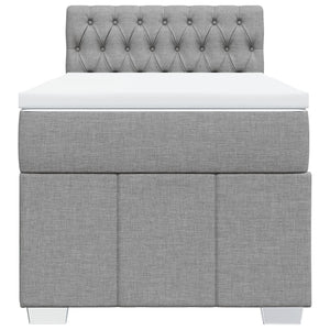 Κρεβάτι Boxspring με Στρώμα Ανοιχτό Γκρι 80x200 εκ. Υφασμάτινο - Pakobazaar
