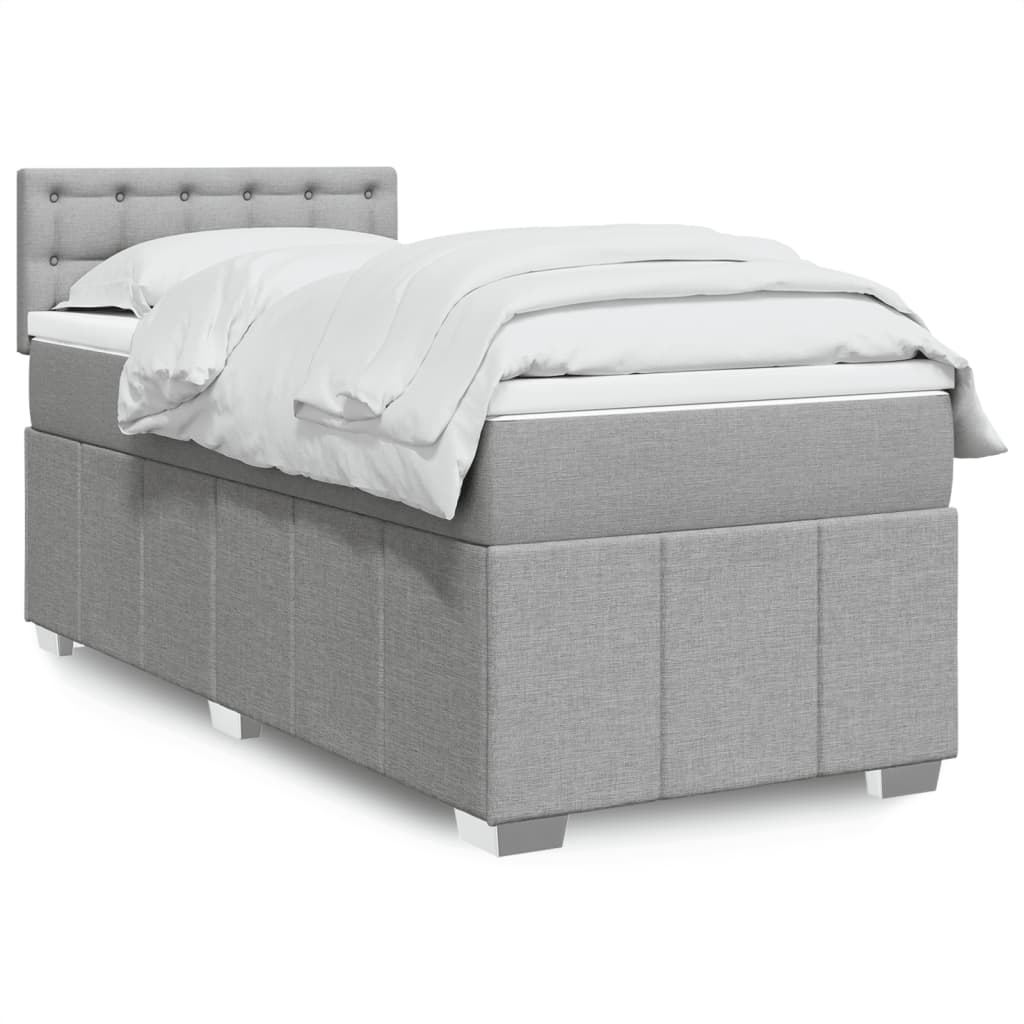 Κρεβάτι Boxspring με Στρώμα Ανοιχτό Γκρι 80x200 εκ. Υφασμάτινο - Pakobazaar