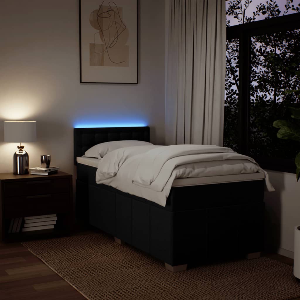 Κρεβάτι Boxspring με Στρώμα Μαύρο 80 x 200 εκ. Υφασμάτινο