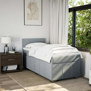 Κρεβάτι Boxspring με Στρώμα Ανοιχτό Γκρι 90x190 εκ. Υφασμάτινο
