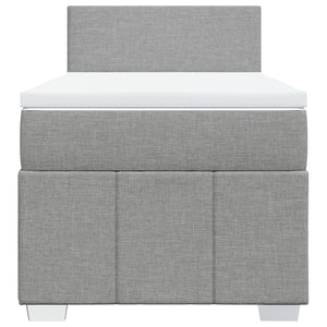 Κρεβάτι Boxspring με Στρώμα Ανοιχτό Γκρι 90x190 εκ. Υφασμάτινο